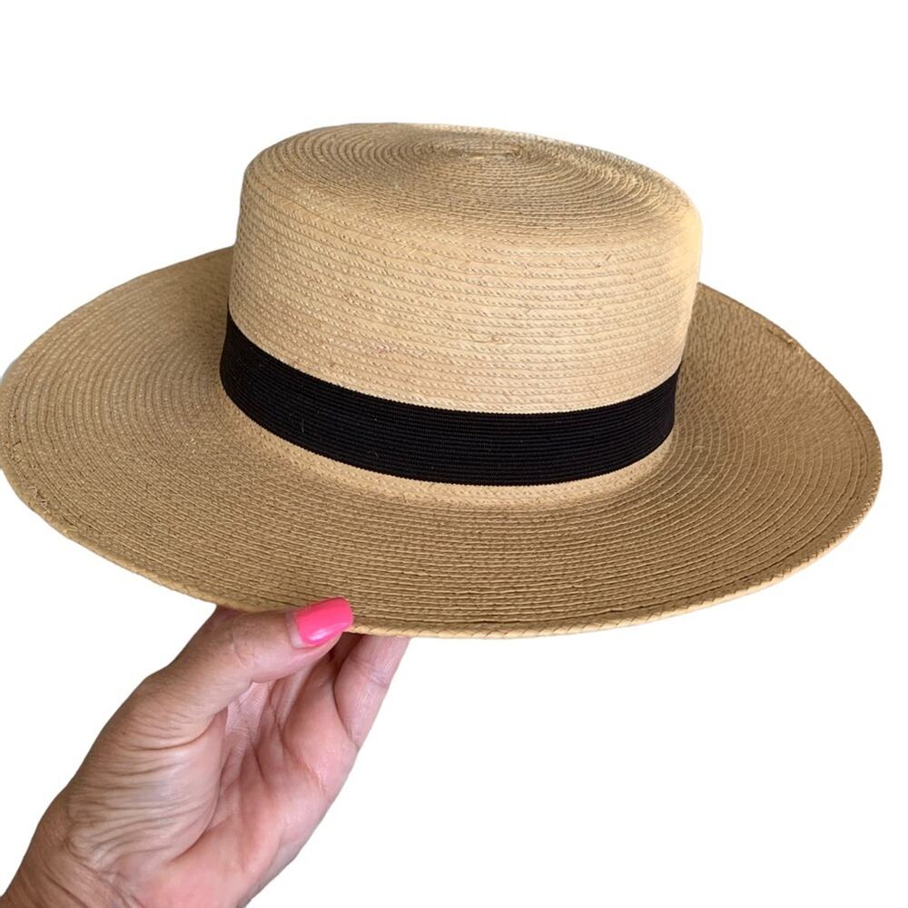 Vintage Gumarcaah Handwoven Palm Straw Hat Small